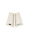 Loose men's side zipper shorts in khaki for fitness exercise running cotton blend moisture absorption
