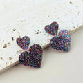 Acrylic geometric love earrings for women in picture colour, lightweight fashion jewellery