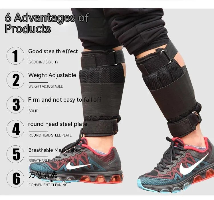 Sandbag leggings for weight-bearing running workout with nylon legging empty sleeve