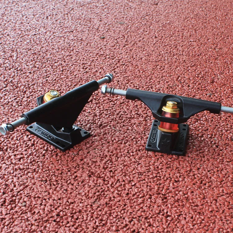 Silver and black metal bracket set for skateboard and scooter mounting