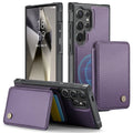 Magnetic card phone case for Samsung in black with drop-resistant imitation leather wallet style