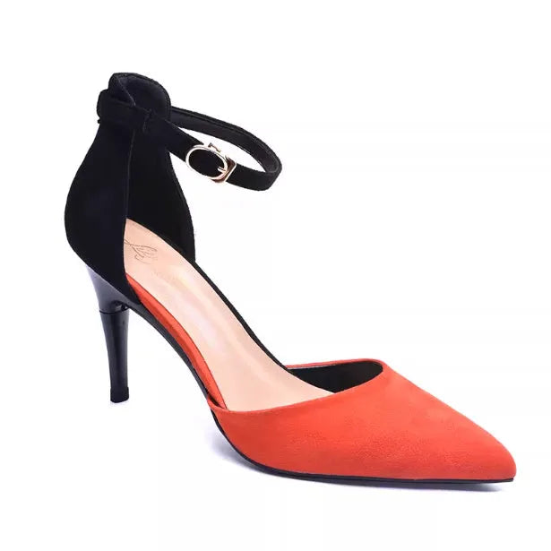Foldable driving high heels with buckle closure in black – rubber sole, simple style, size 34-39