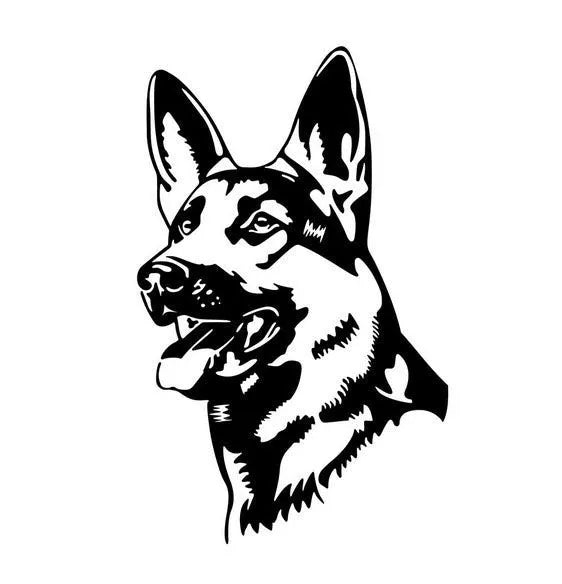 Reflective Alsace Shepherd hunting dog bumper sticker measuring 13 by 8 inches