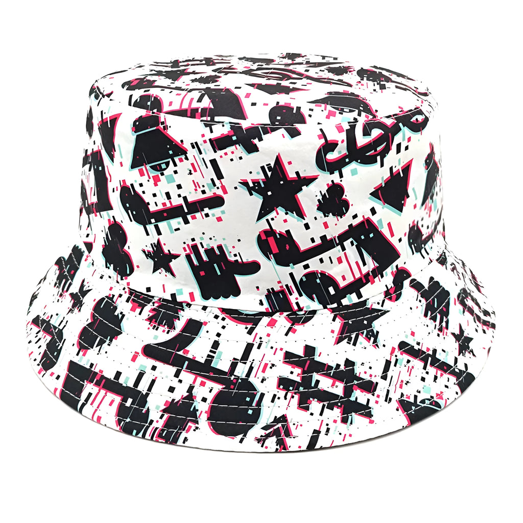 Musical note pattern bucket hat in Note colour, polyester, dome crown, size M 56-58cm