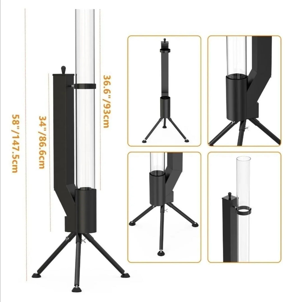 Vertical cast iron wood burning rocket furnace heating stove for outdoor courtyard use