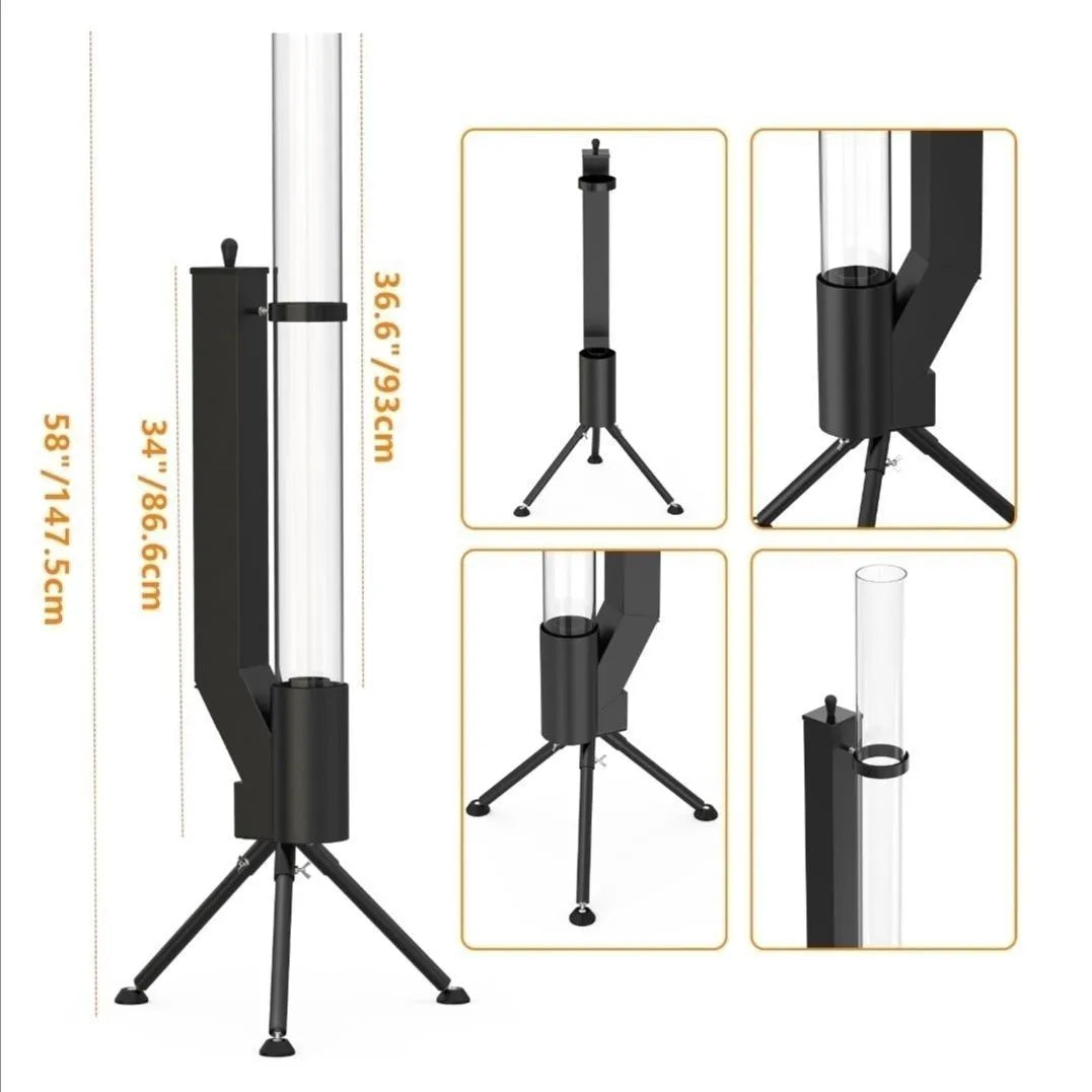 Vertical cast iron wood burning rocket furnace heating stove for outdoor courtyard use