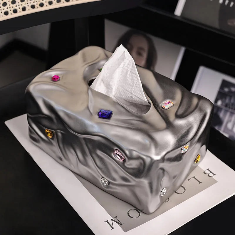Matte coconut milk white ceramic tissue box with light luxury design