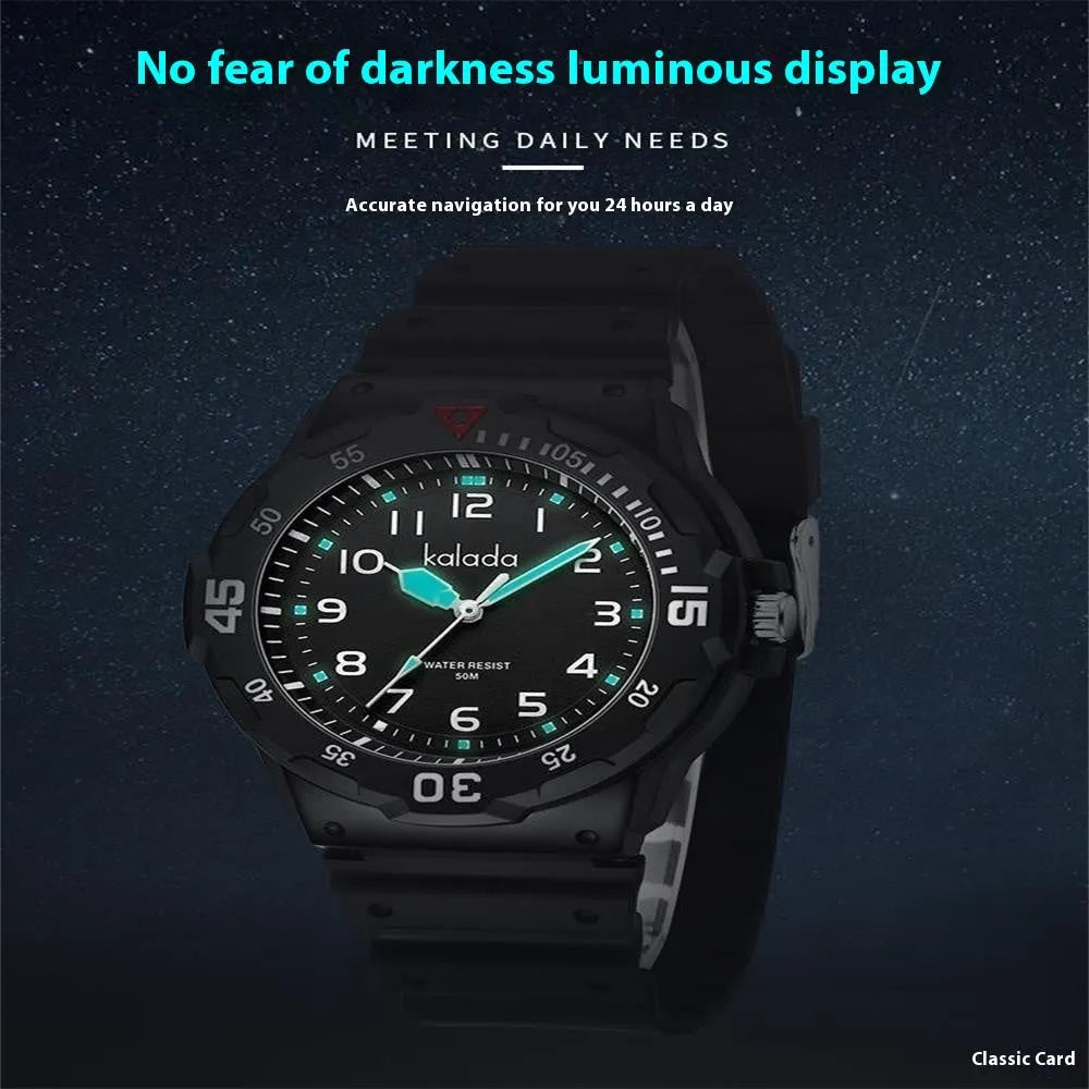 Men's sports luminous pointer quartz watch in black and blue colour option with sports bracelet