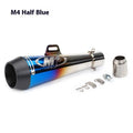 M4 universal motorcycle exhaust pipe in black, titanium, or blue finish for large displacement bikes