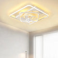 Modern thin suction ceiling fan with light unit showing acrylic lampshade and plastic blades.
