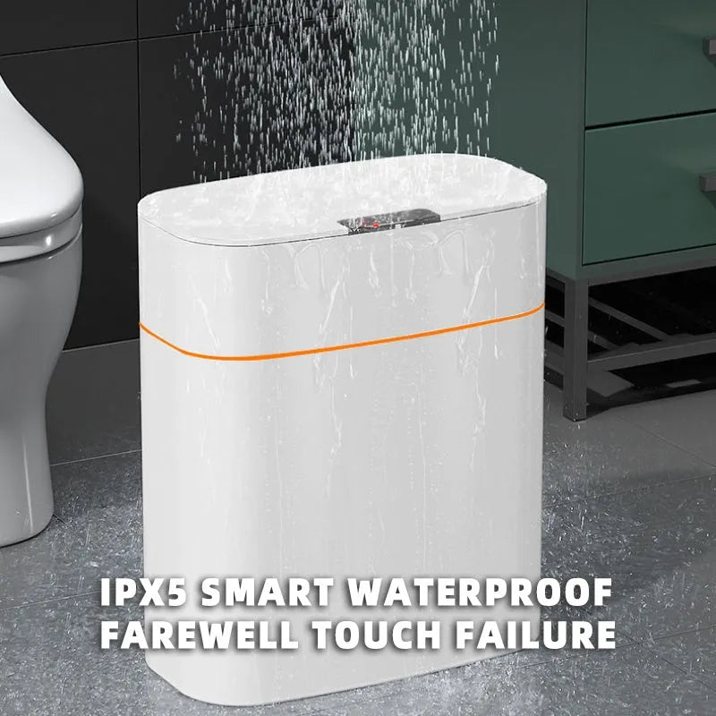Smart induction trash can 16L white ABS automatic lid dustbin with sensor