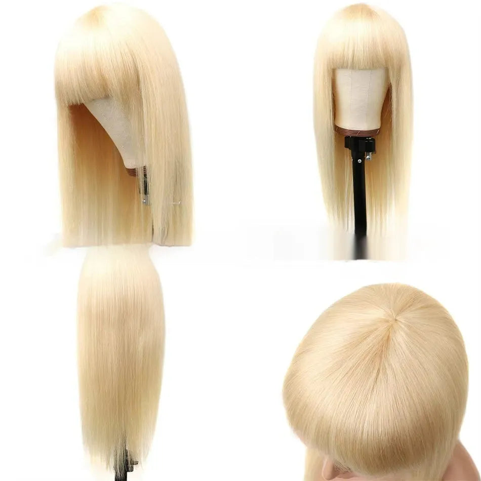 Full mechanism human hair wig for women with lace headband, available in lengths from 12 to 32 inches for natural look