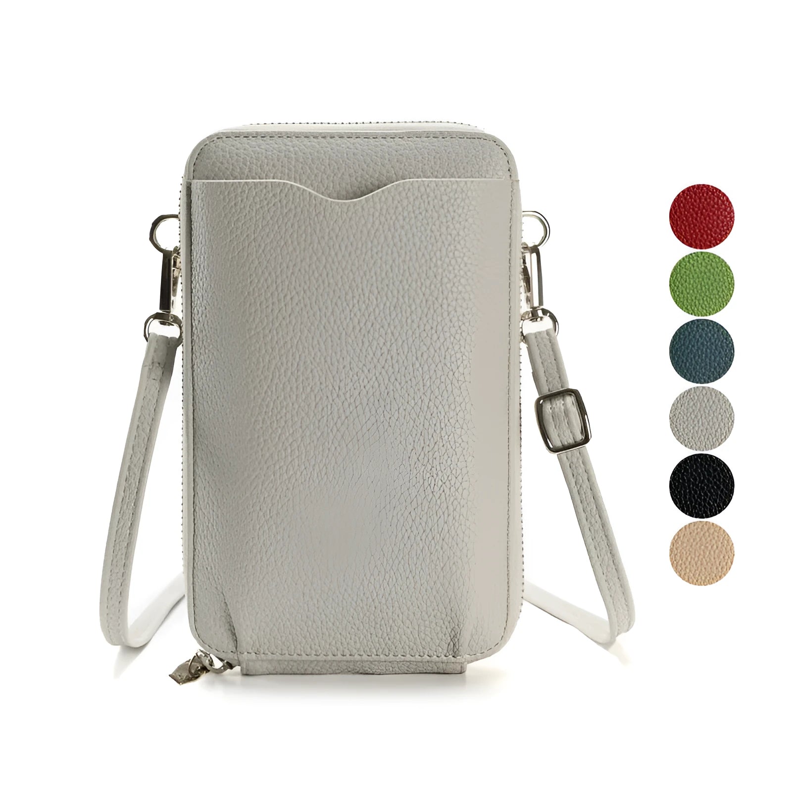 Lychee pattern PU leather small crossbody phone bag in six colours 19x11.5x4cm