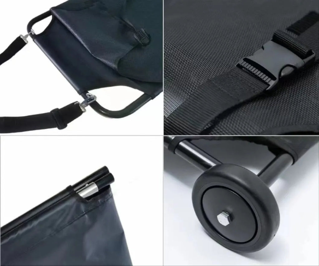 Large black aluminium alloy foldable pet stretcher for emergency dog transfer