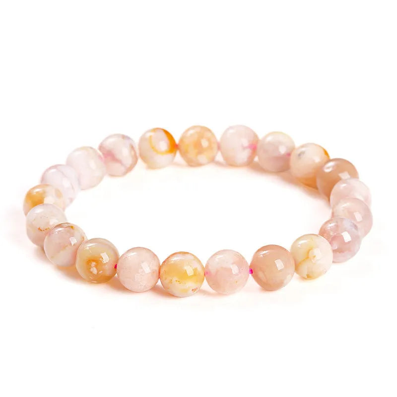 Natural cherry agate bracelet with geometric round beads in sweet style design for women