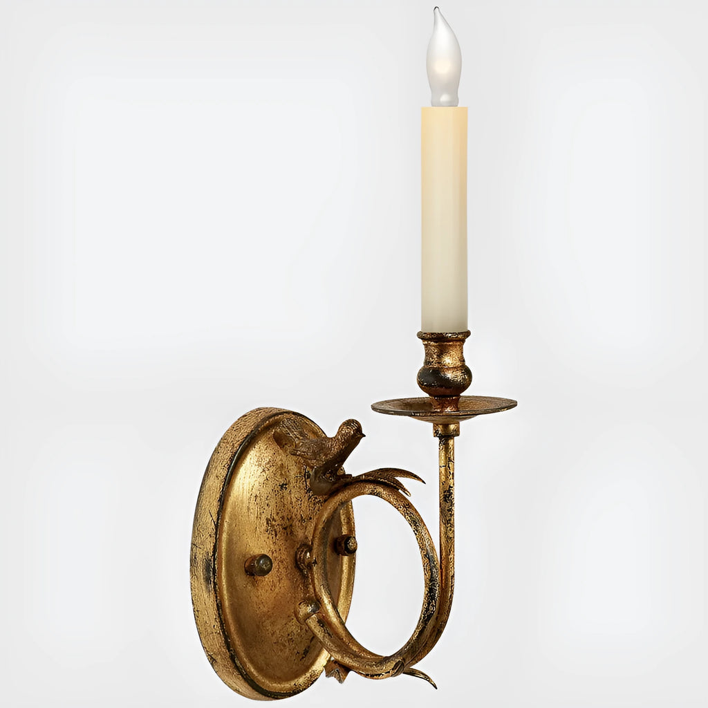 American light luxury copper glass wall lamp with bronze finish, 12.70cm width, oval backplate