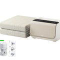 Aideng white electric water blanket with plush surface and smart host, shown in 1.4m and 1.8m width options.