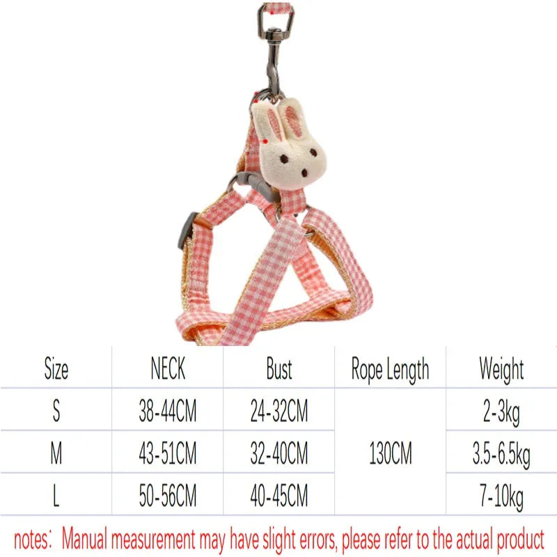 Small dog harness with leash in nylon material showing quick release buckles and anti-pull design