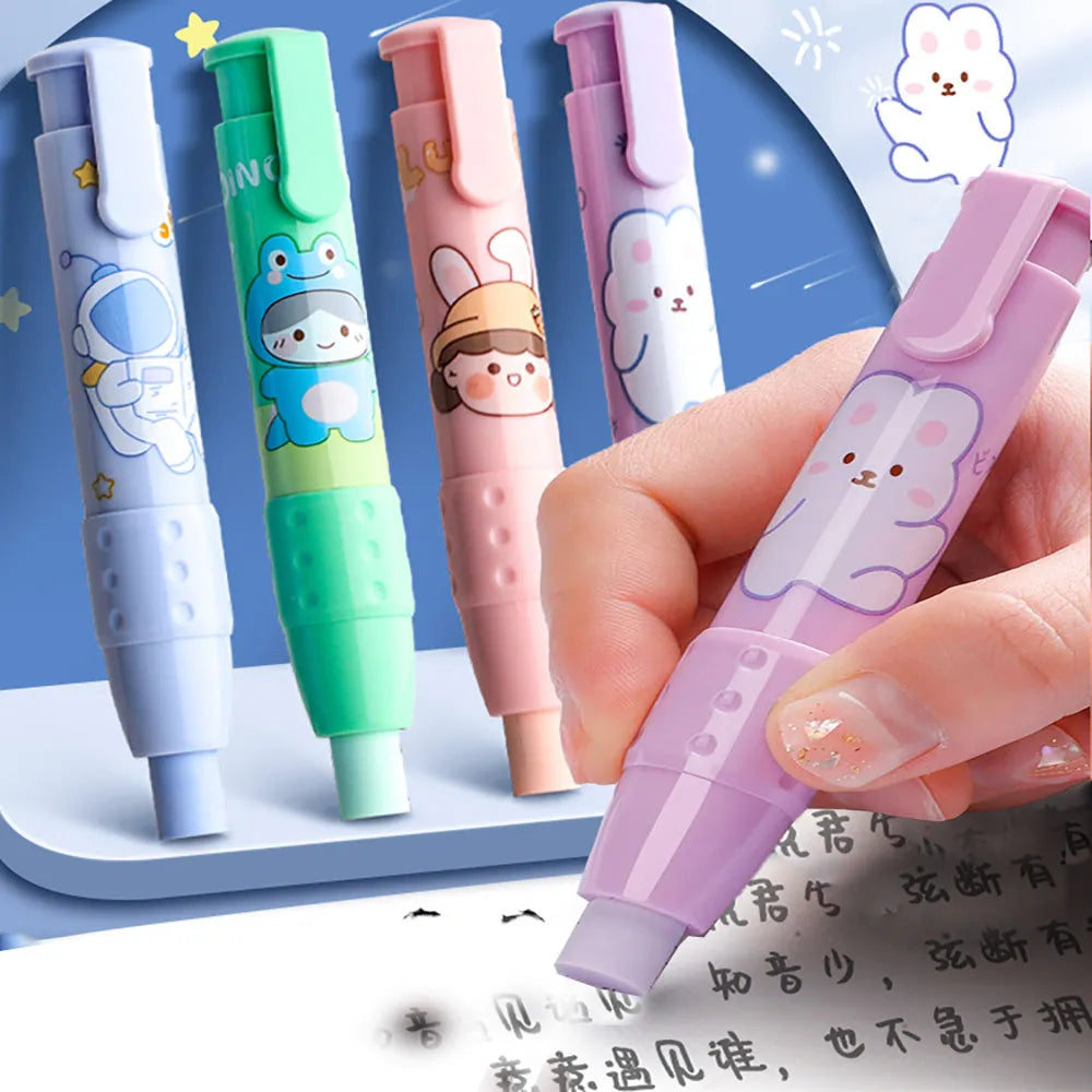 Kaba Bear push eraser plastic childrens eraser in pink with bear face design