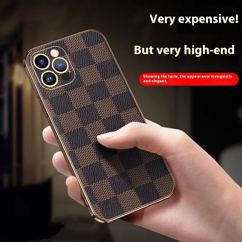 Streamer Plating Plaid TPU phone case in blue for iPhone 12 Pro with shimmery finish