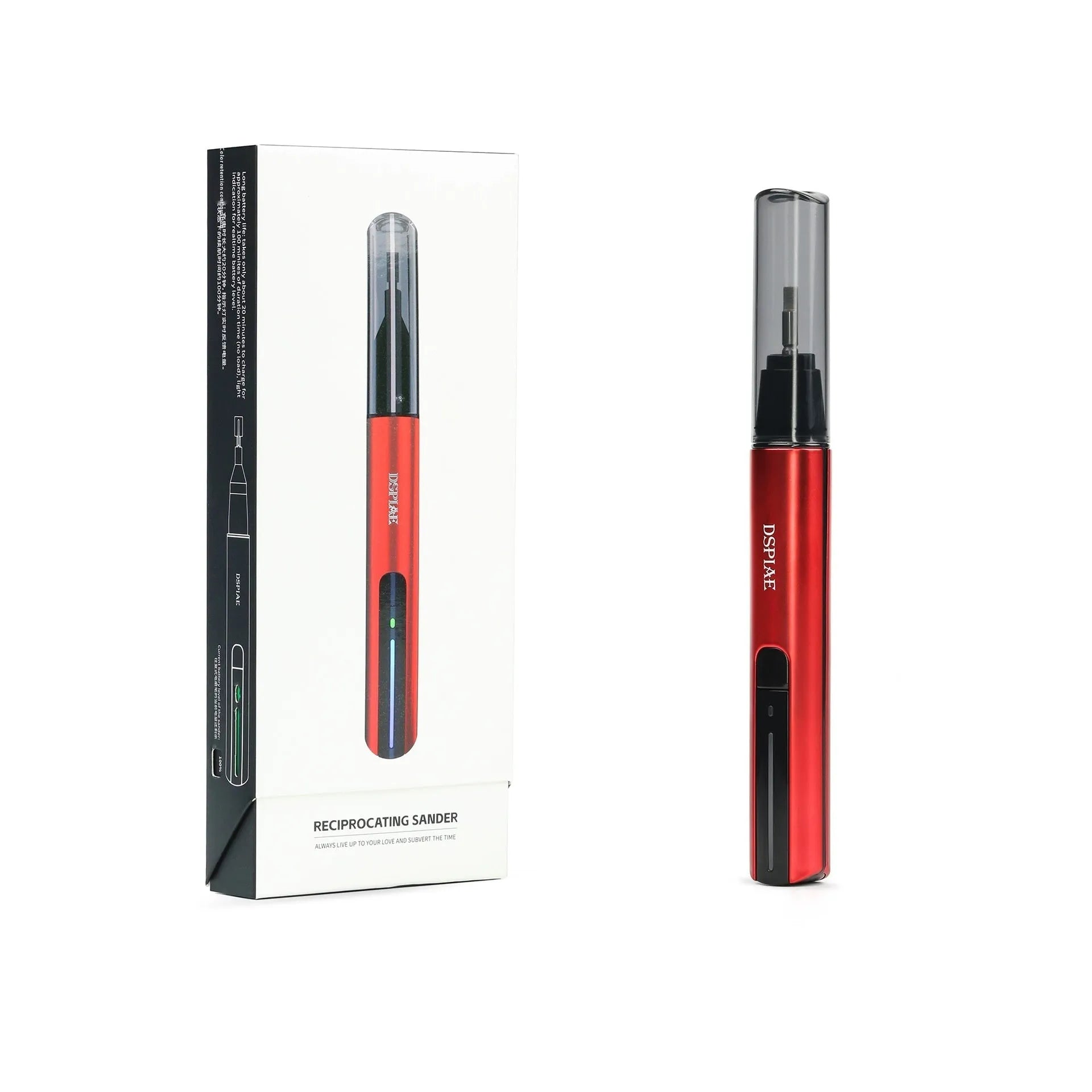 Electric grinding pen reciprocating tool with eight grinding heads for polishing and sanding on metal and wood