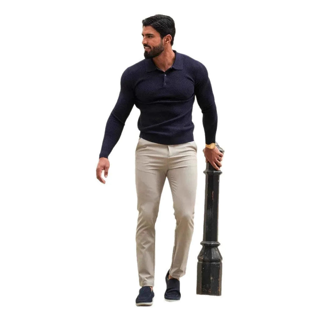 Men's solid colour straight leg suit trousers, mid waist button fly, polyester blend, five colours