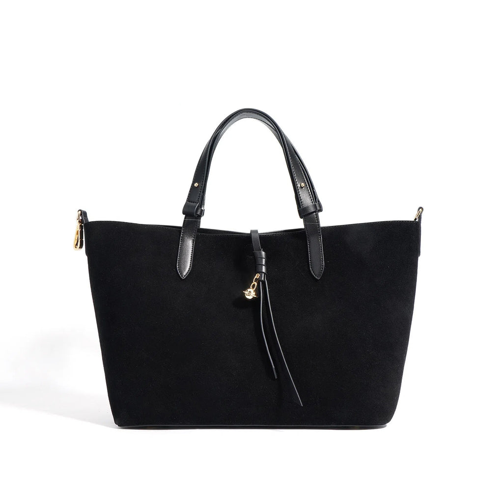 Maillard-style retro tote bag in olive green, bucket shape with cotton lining and outer pocket