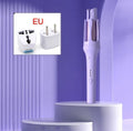 White and pink automatic hair curler with 32mm rotating barrel on a table