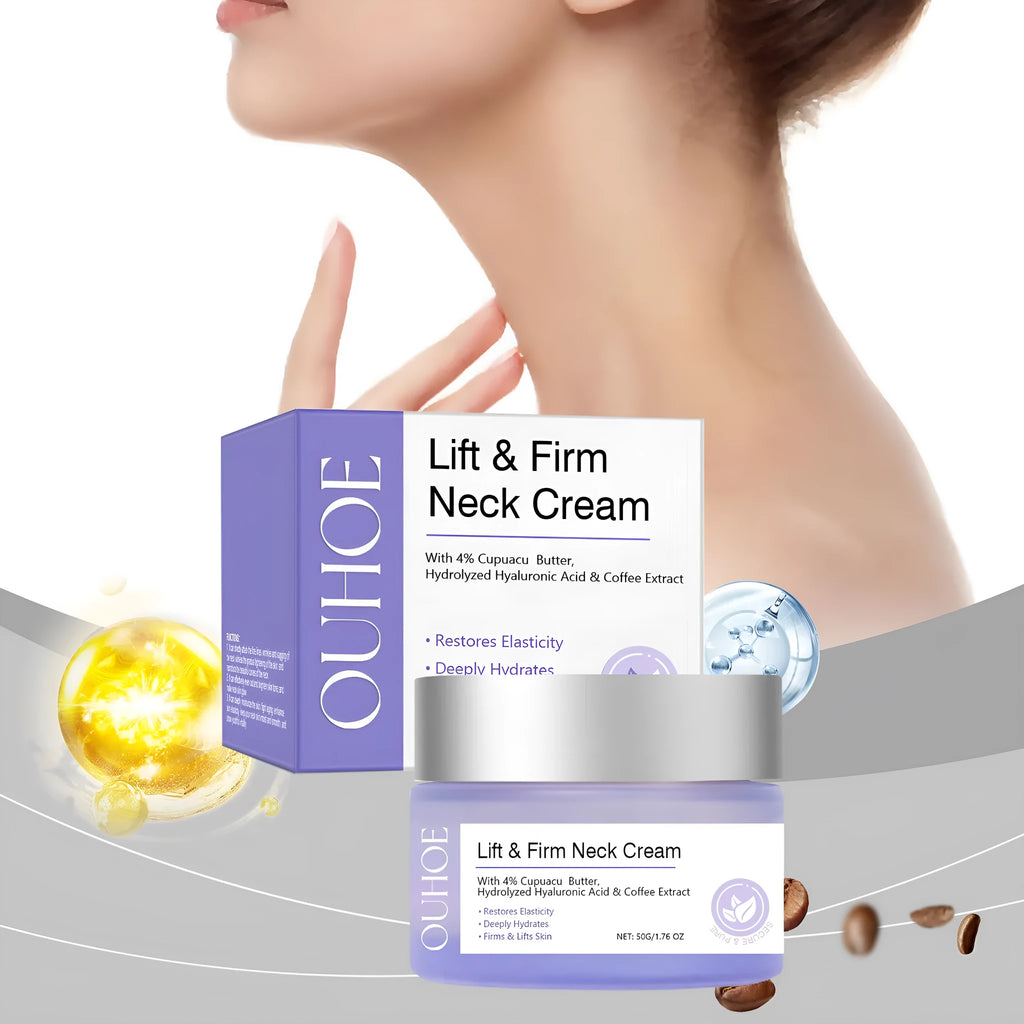 50g neck skin cream jar with coffee extract and hydrolysed hyaluronic acid for moisturising skincare