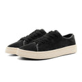 Breathable matte leather sports casual shoes in black with stitched detailing, low-top profile, and rubber sole