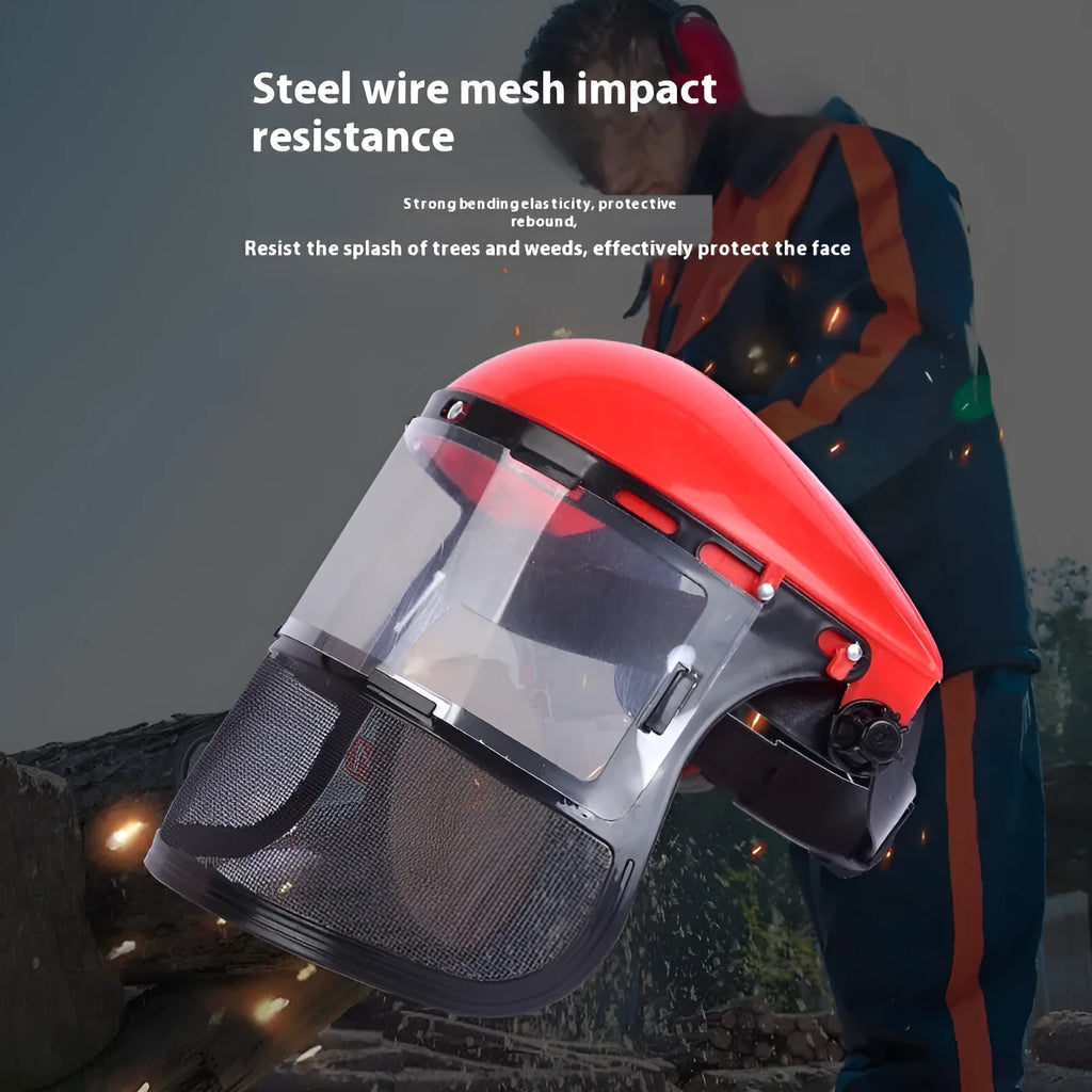 Transparent PVC anti-splash anti-impact face shield with head strap, 1.8mm thickness, for garden and construction use