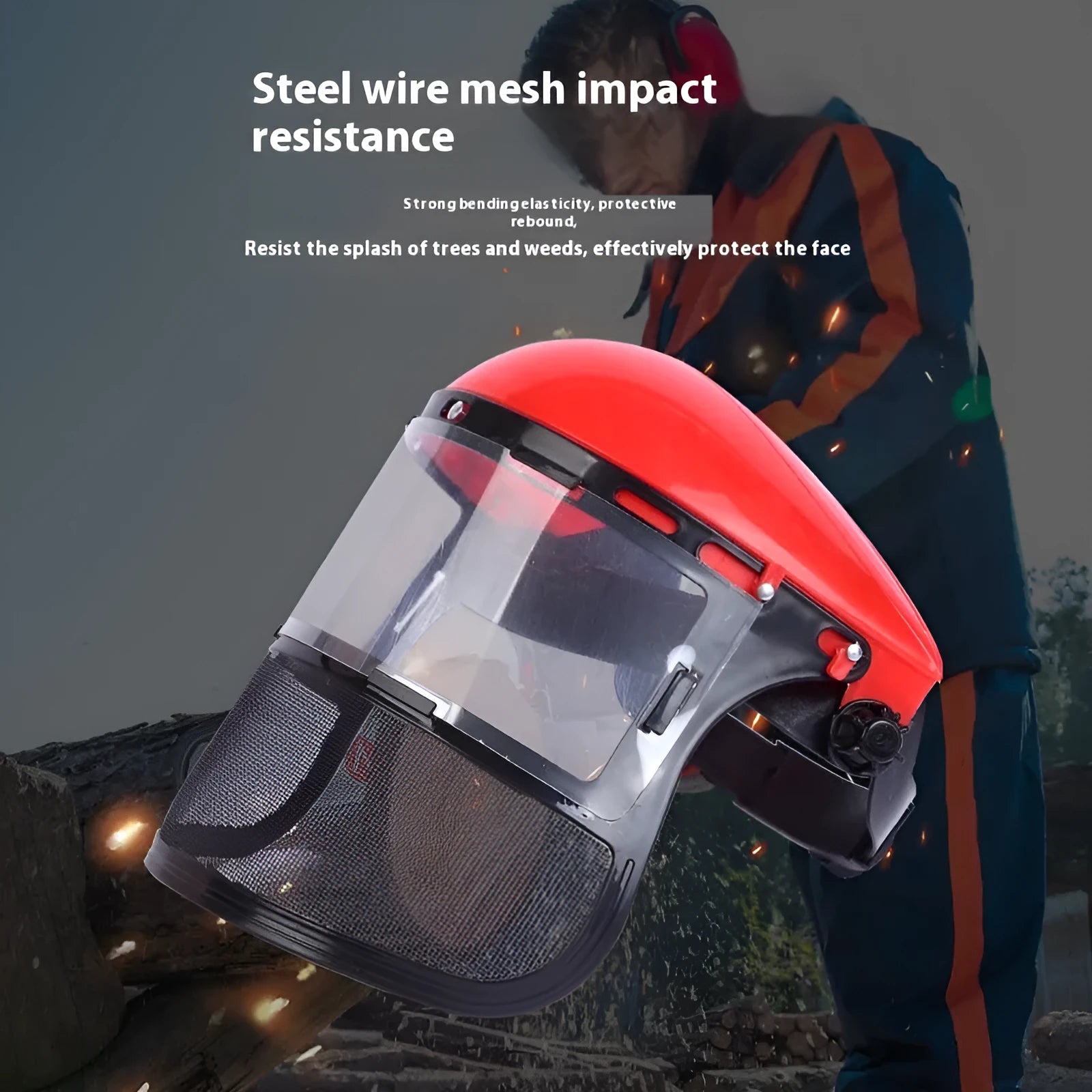 Transparent PVC anti-splash anti-impact face shield with head strap, 1.8mm thickness, for garden and construction use