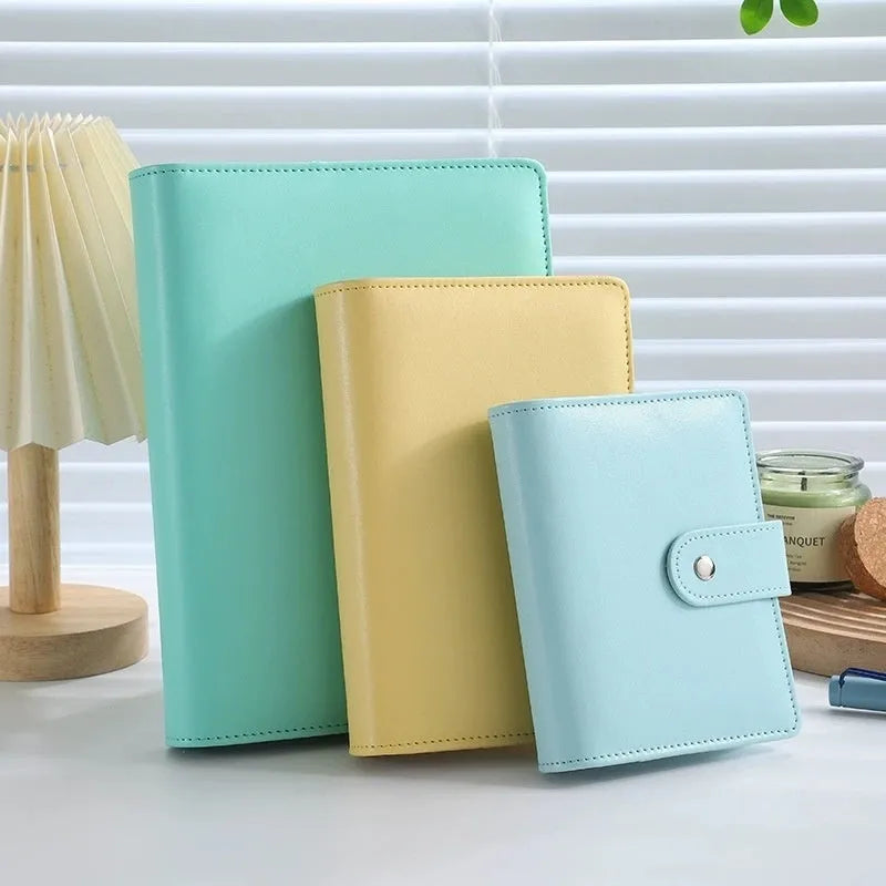 A5 PU leather loose-leaf binder notebook shell with zipper closure in a solid colour.