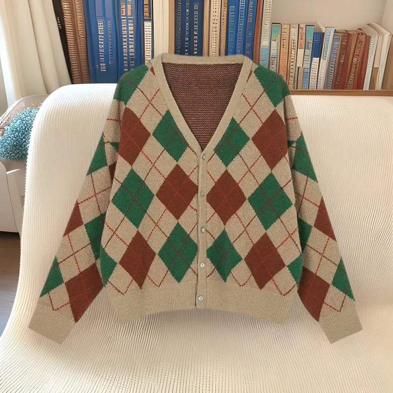 Acrylic knitted casual cardigan in free size showing macaron colour options including pink, green, and khaki