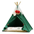 Semi-closed cat house pet bed with thickened cloth construction in brown and white mat options