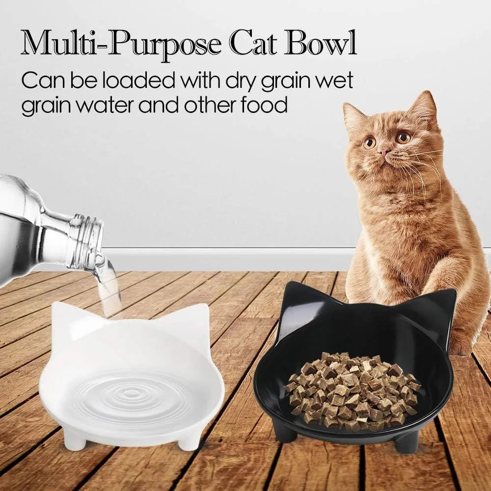 Shallow black melamine pet bowl with non-slip rubber base for cats and small dogs.