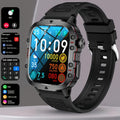 Sports outdoor Bluetooth calling watch with TFT screen, black silicone strap, showing heart rate monitoring display