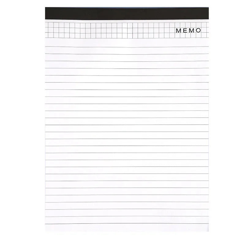 A4 paper cover notebook with grid-lined ivory pages and wireless adhesive binding.