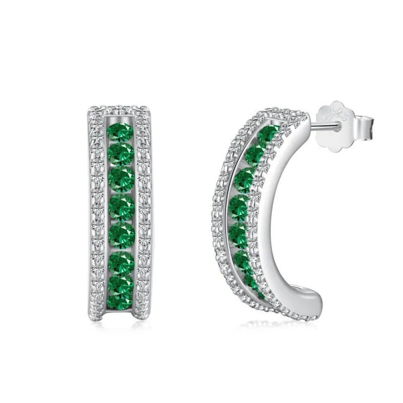 S925 sterling silver geometric U-shaped stud earrings with electroplated finish, high-end light luxury for women