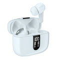 Jerry X08 wireless Bluetooth headset with digital display charging case in black, grey or white colour