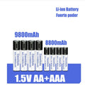 USB rechargeable AA AAA battery 1.5V 1500 cycles 10 year life high drain