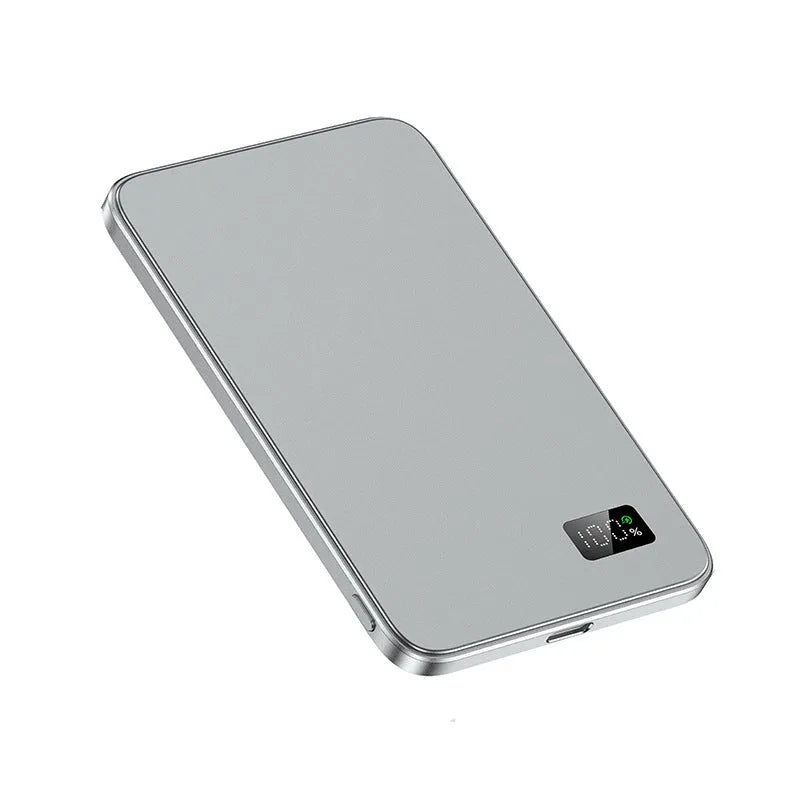 Simple Thin Wireless Magnetic Power Bank F20 in Black Gray Rose Violet Sky Blue with alloy shell