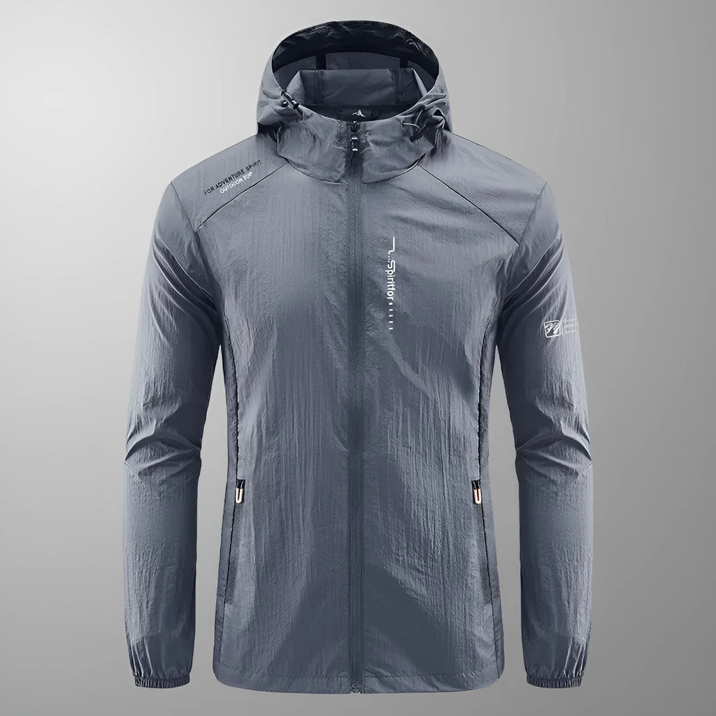 Men's lightweight nylon hooded summer jacket in loose fit for sun protection