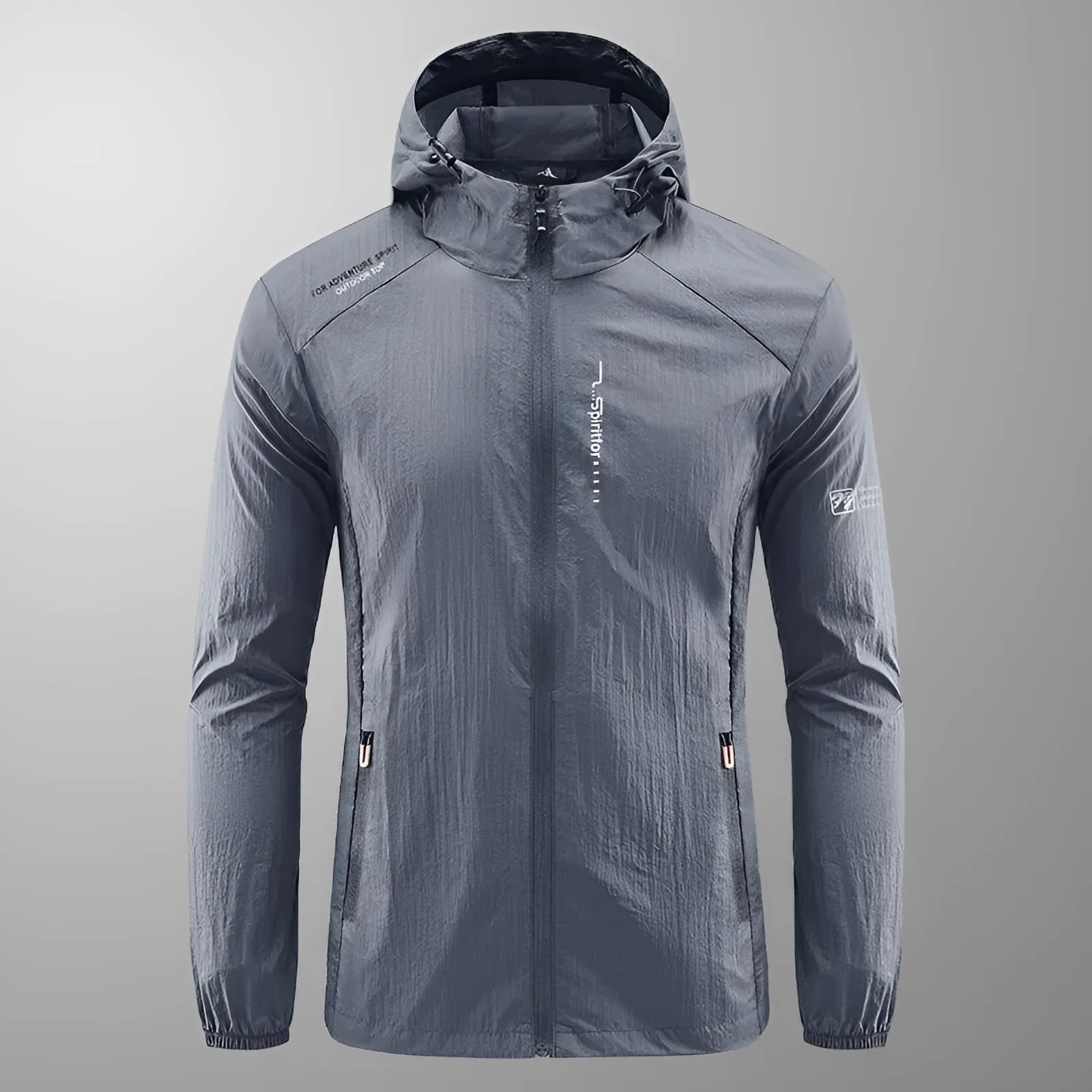 Men's lightweight nylon hooded summer jacket in loose fit for sun protection