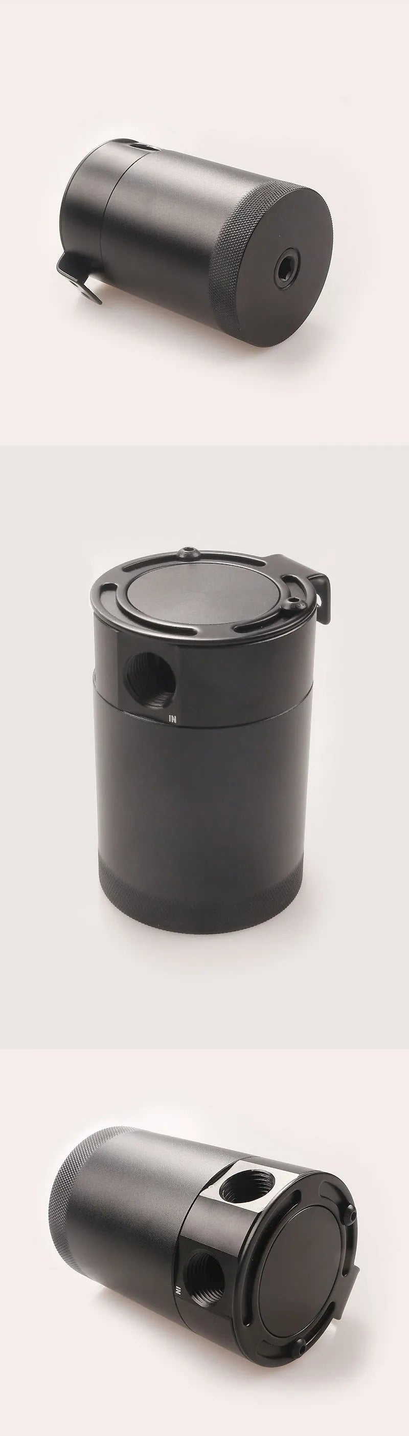 Aluminium automotive machine oil pot with two-hole design and oil-free valve