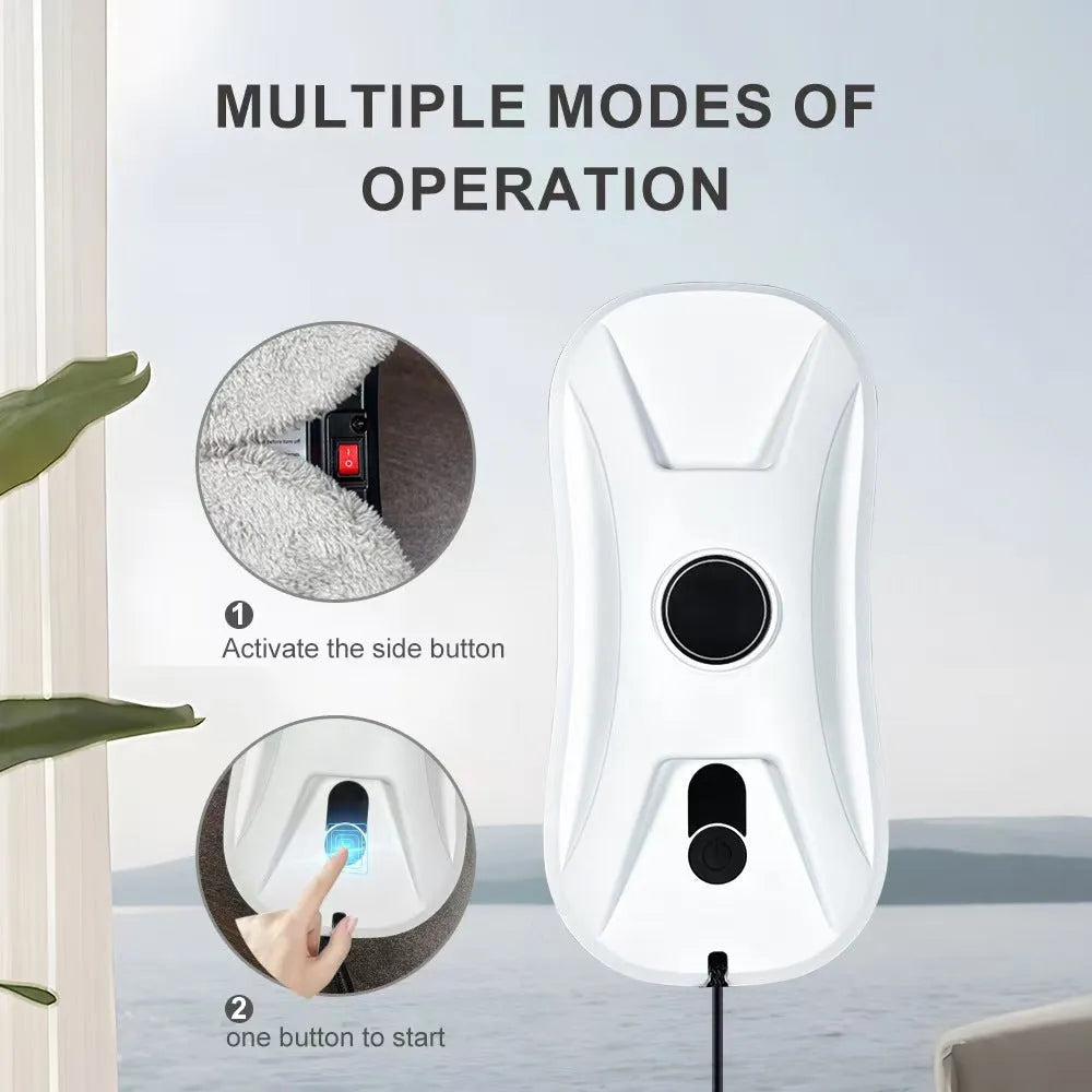 White two-way water spray glass cleaner on a table, compact and portable with a simple design.