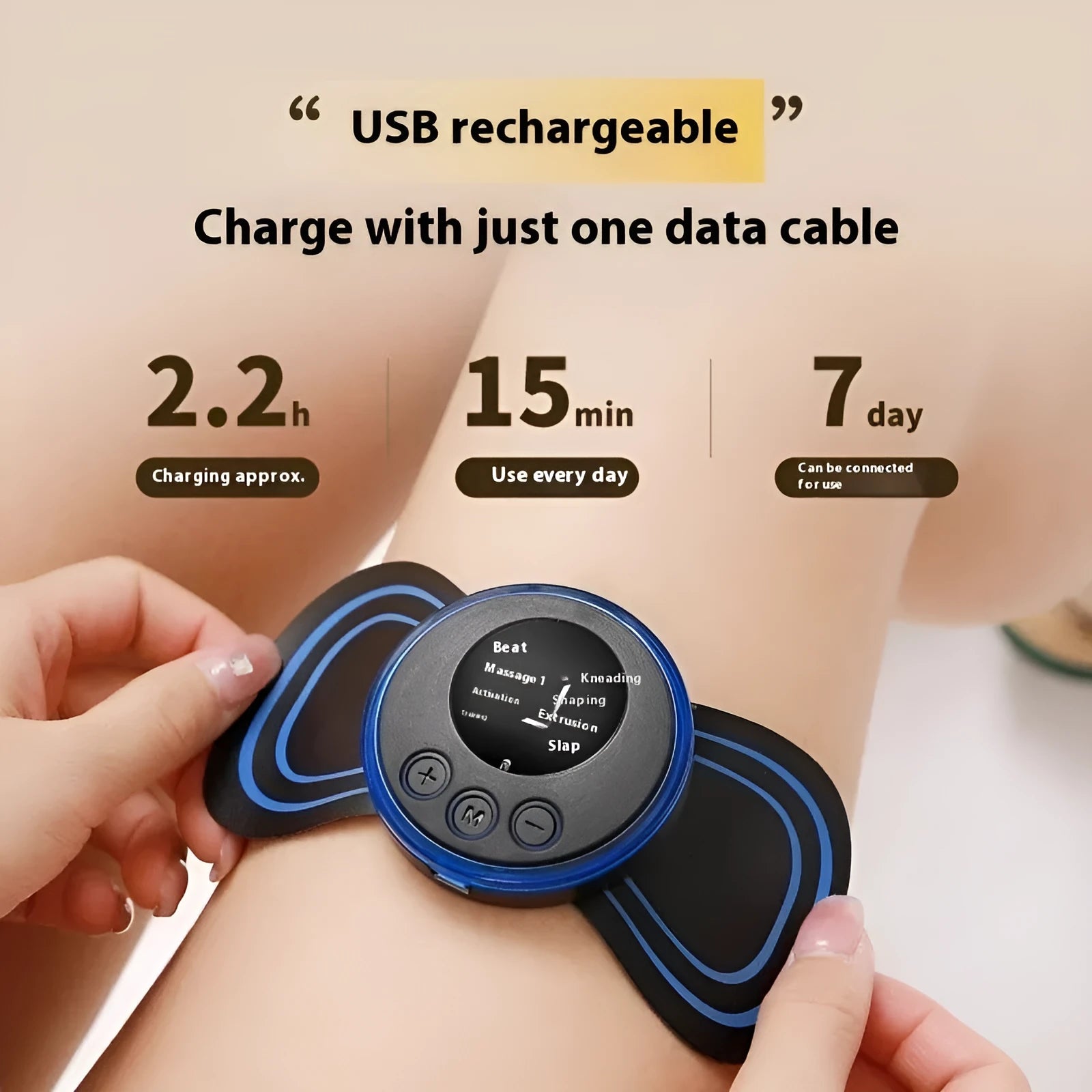 EMS portable smart shoulder and neck massage instrument with ABS shell, USB powered, fatigue relief