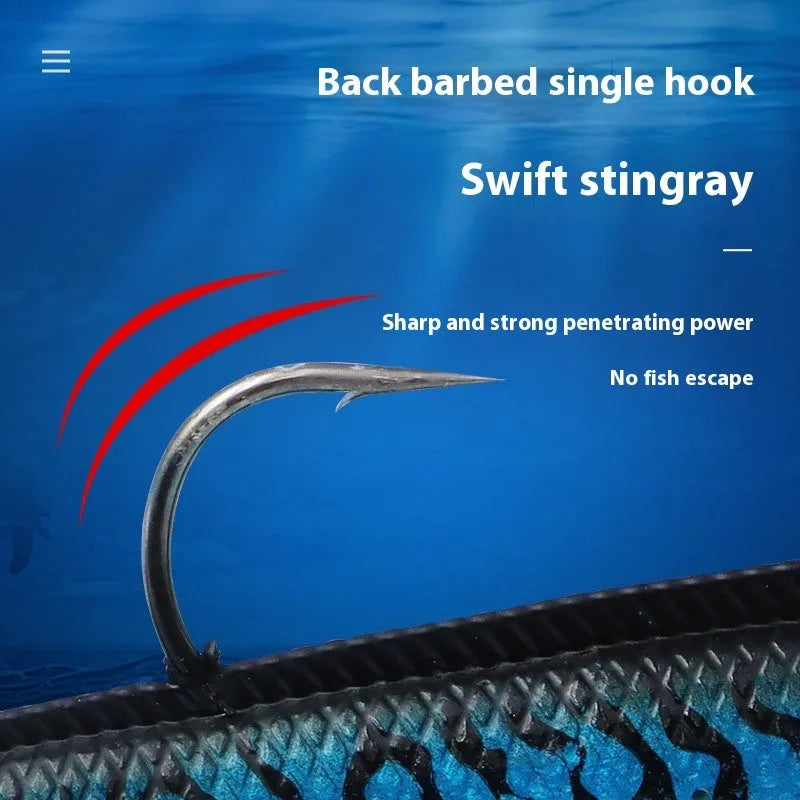 Soft rubber T-tail fish jig hook lure in 15cm length with multiple colour options