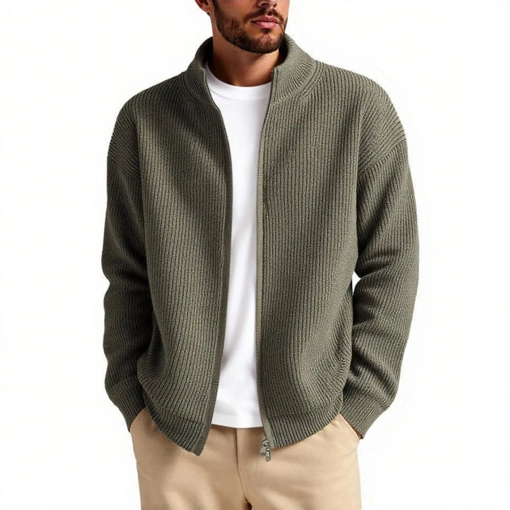 Men's loose fit cardigan sweater coat in acrylic blend fabric available in multiple colours