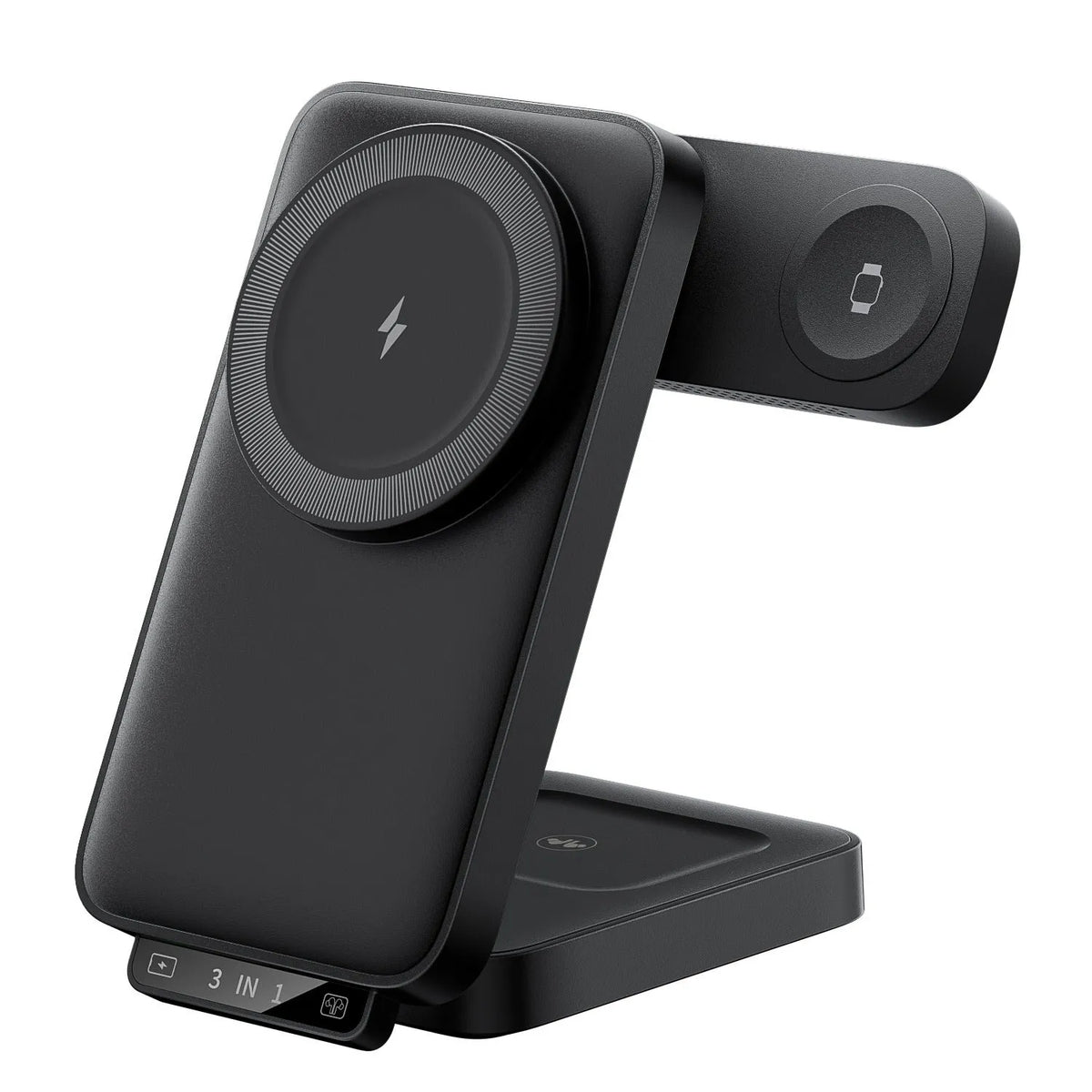 Portable wireless charger folding magnetic black ABS composite material 121x69x28mm on flat surface